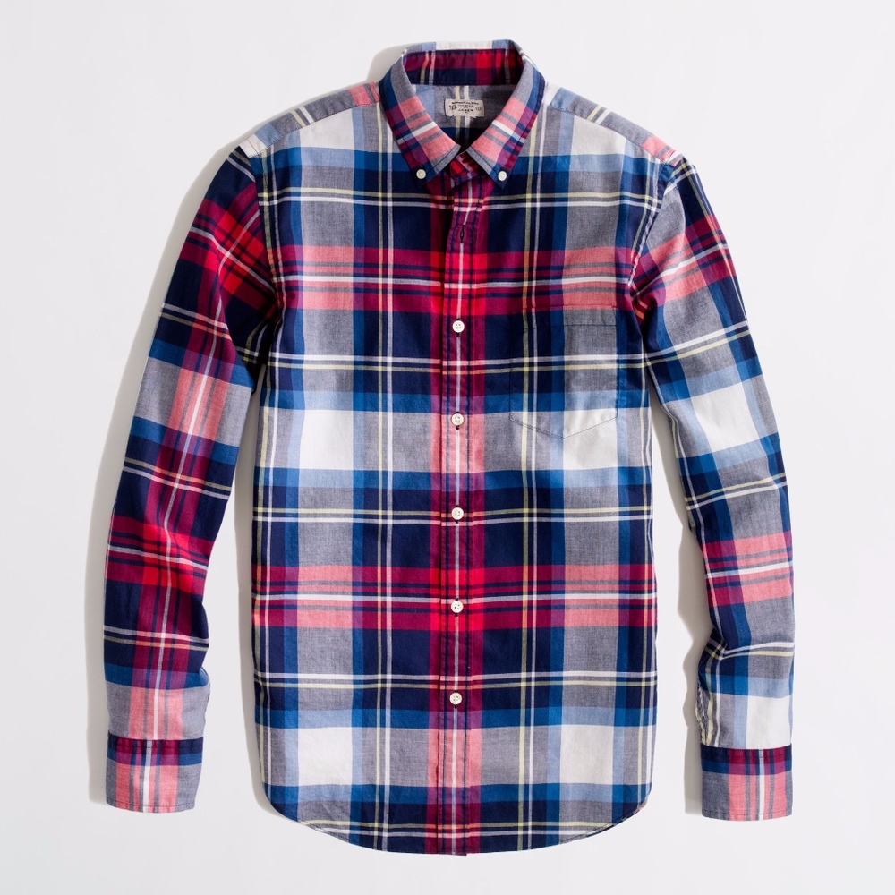 J. Crew slim fit summer weight plaid